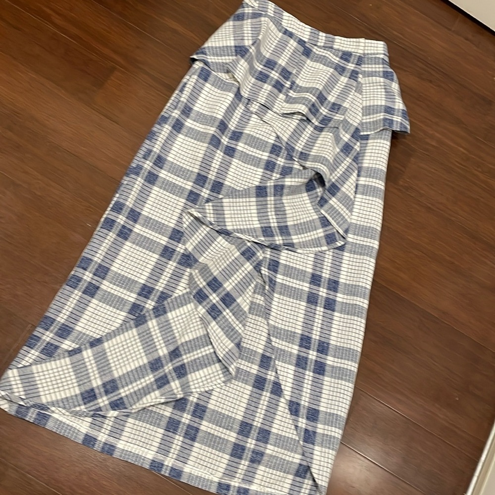 Endless Rose Blue Plaid Peplum  Wrap Skirt
